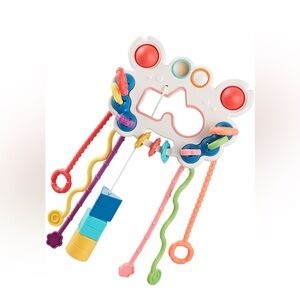 Baby👶🏻Pull String Pumping Teether Sensory Tummy Time & Fine Motor Skills Toy